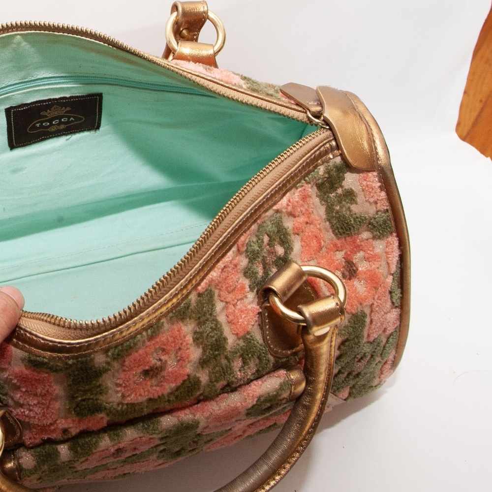 Anthropologie Floral Satchel in Pink and Green - Picture 5 of 8